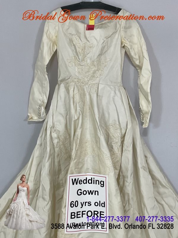 60 year old wedding gown now restored-Restoration