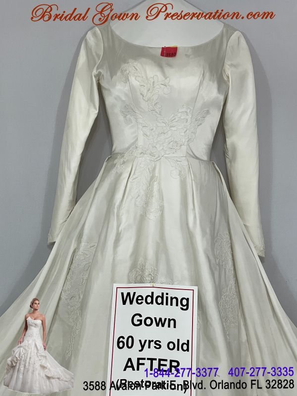 60 year old wedding gown now restored-Restoration