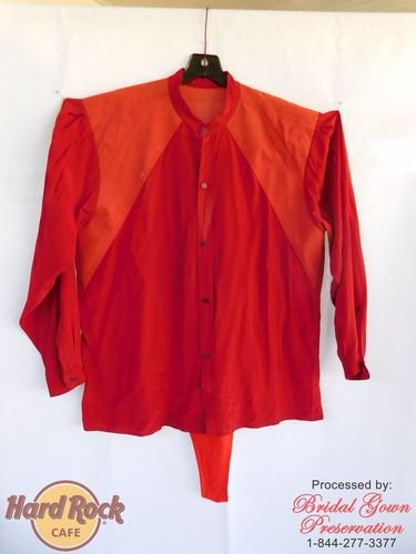 Hard Rock Cafe-David Bowie Red suit-restored by Bridal Gown Preservation.com