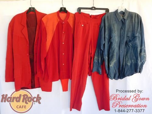 Hard Rock Cafe-David Bowie Red suit-restored by Bridal Gown Preservation.com