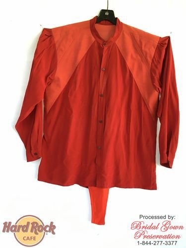 Hard Rock Cafe-David Bowie Red suit-restored by Bridal Gown Preservation.com