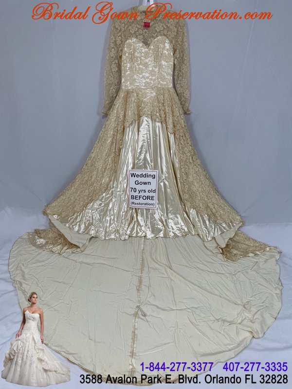 70 Year Old Wedding Gown Restoration