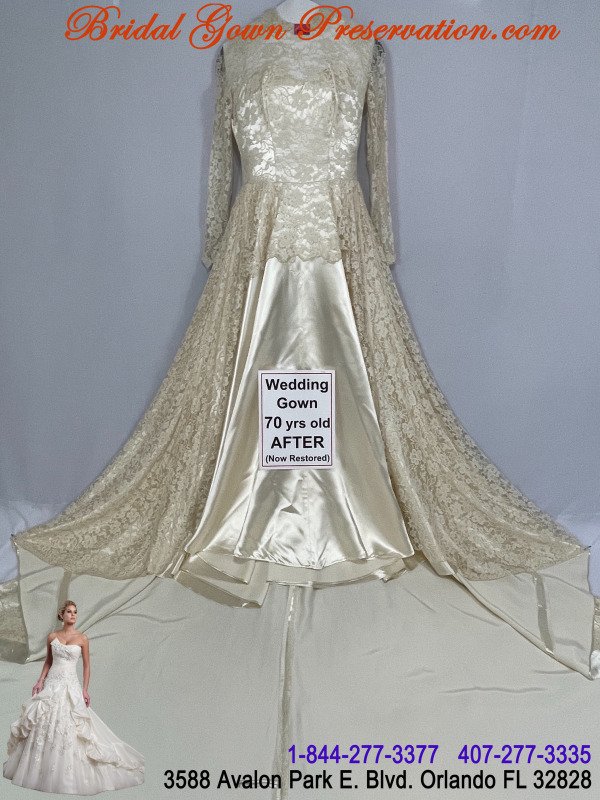 70 Year Old Wedding Gown Restoration